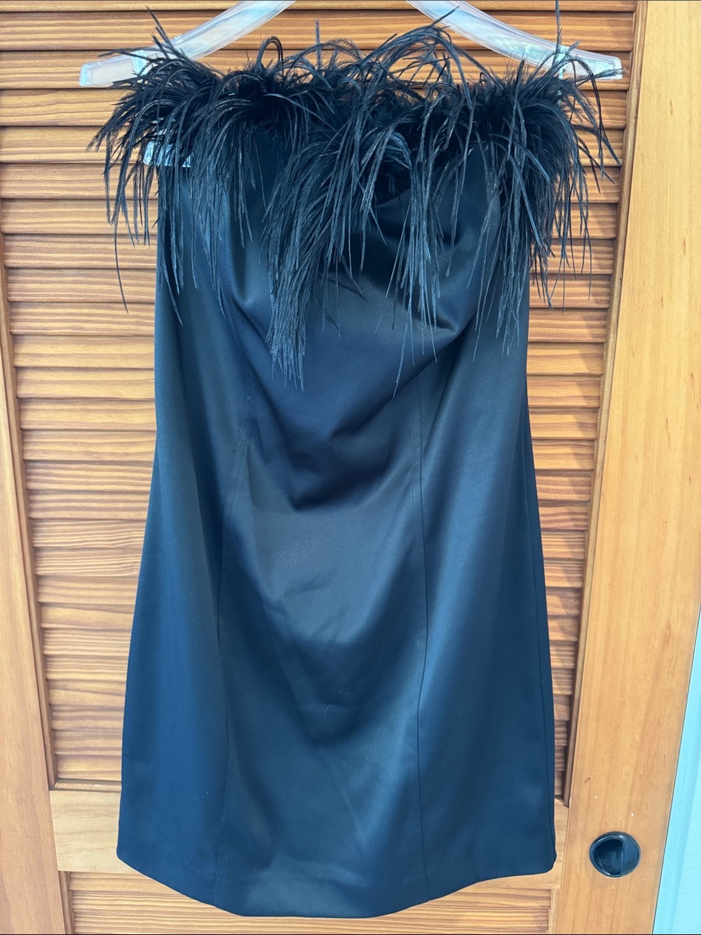 BETSEY JOHNSON Fabulous Black Feather-Trim Strapless Cocktail Dress